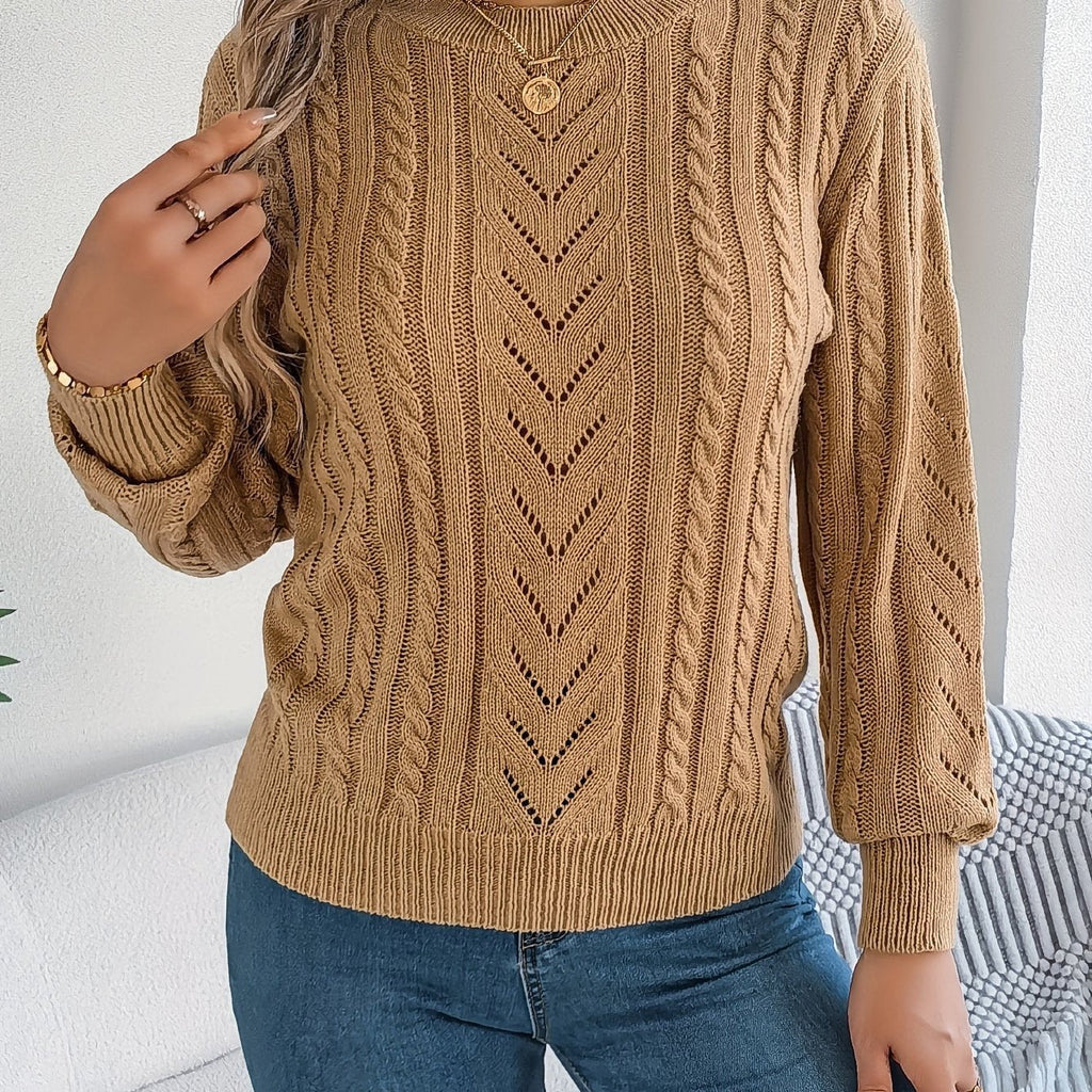 TEXTURED CABLE KNIT SWEATER FOR WOMEN