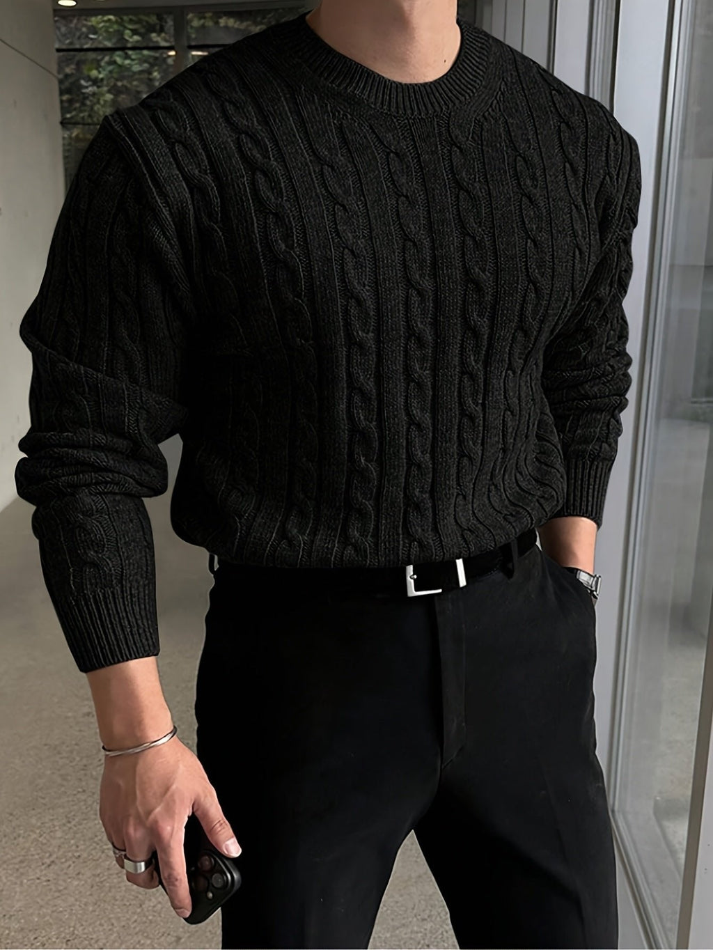 TEXTURED KNIT SWEATER FOR MEN