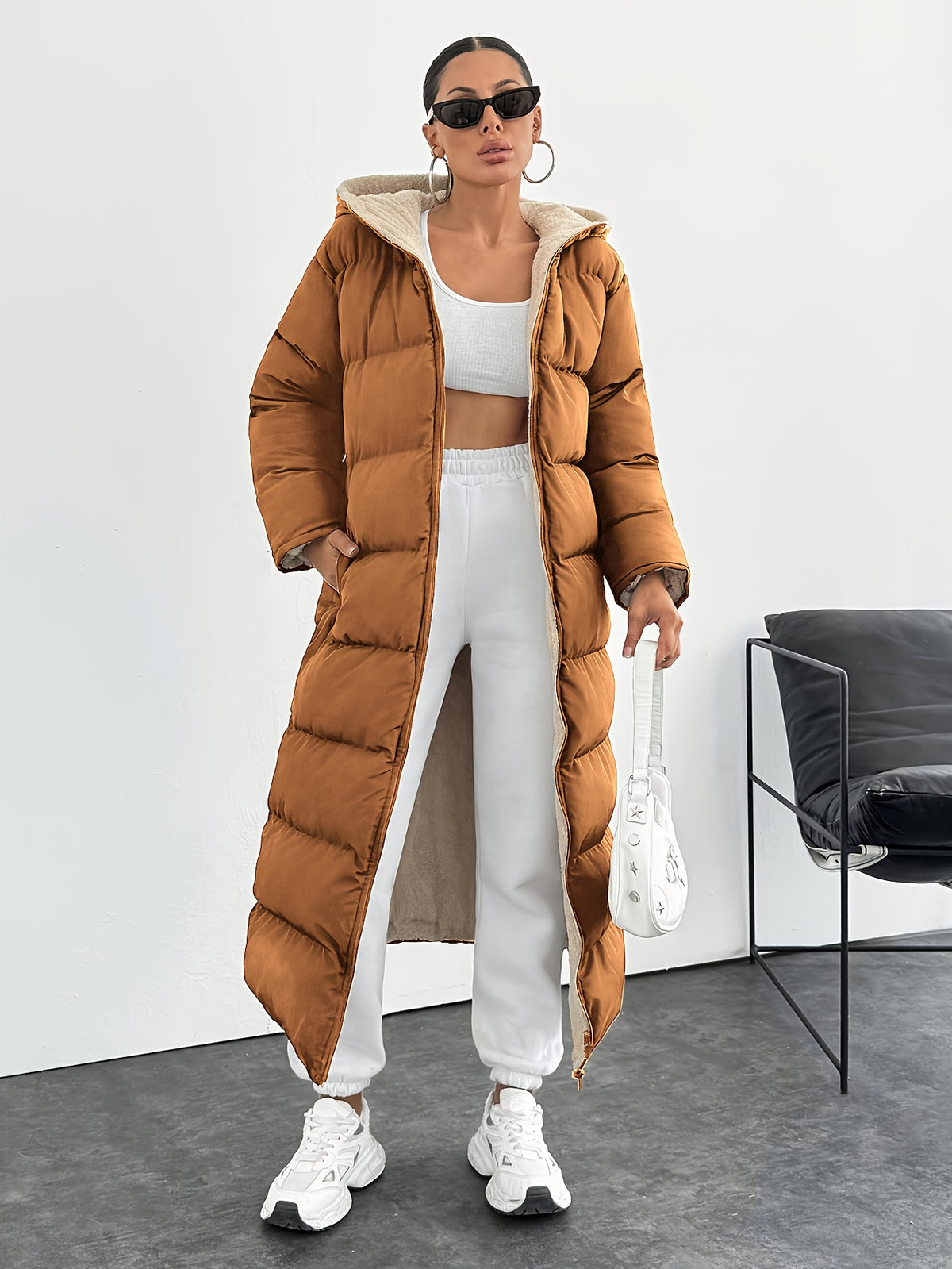 HOODED LONG PUFFER JACKET FOR WOMEN