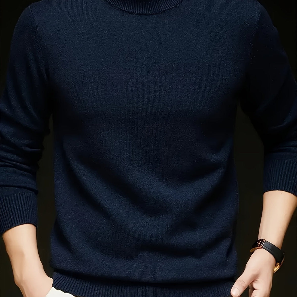 MOCK NECK KNIT SWEATER FOR MEN