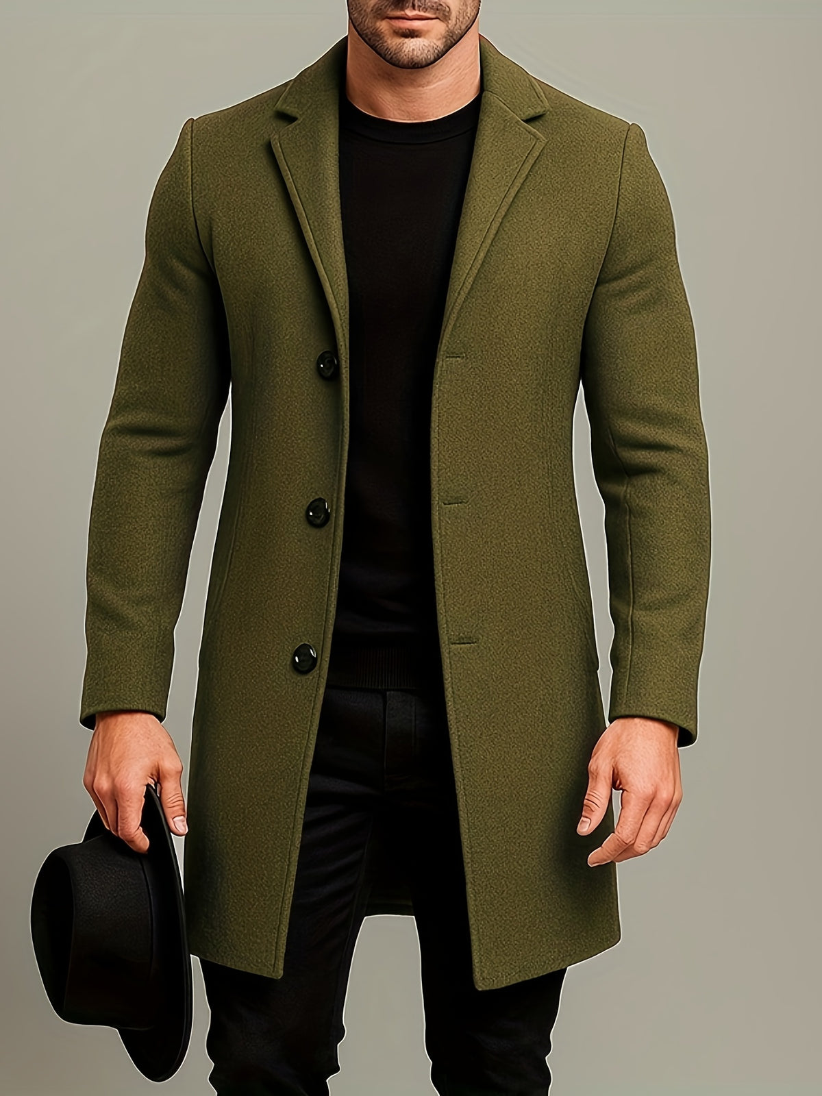 CLASSIC BUTTON-FRONT TRENCH COAT FOR MEN