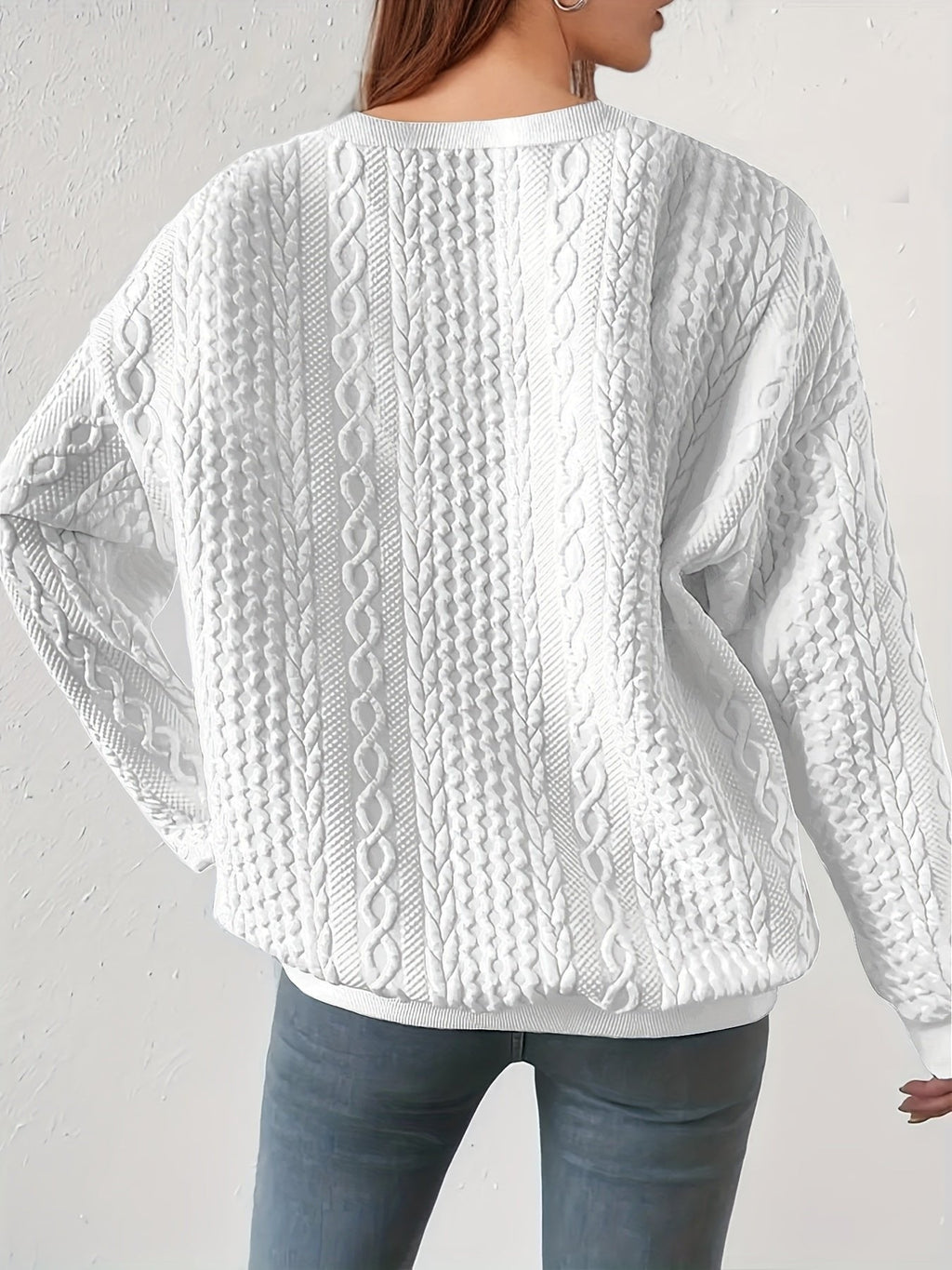 TEXTURED CABLE KNIT SWEATER FOR WOMEN