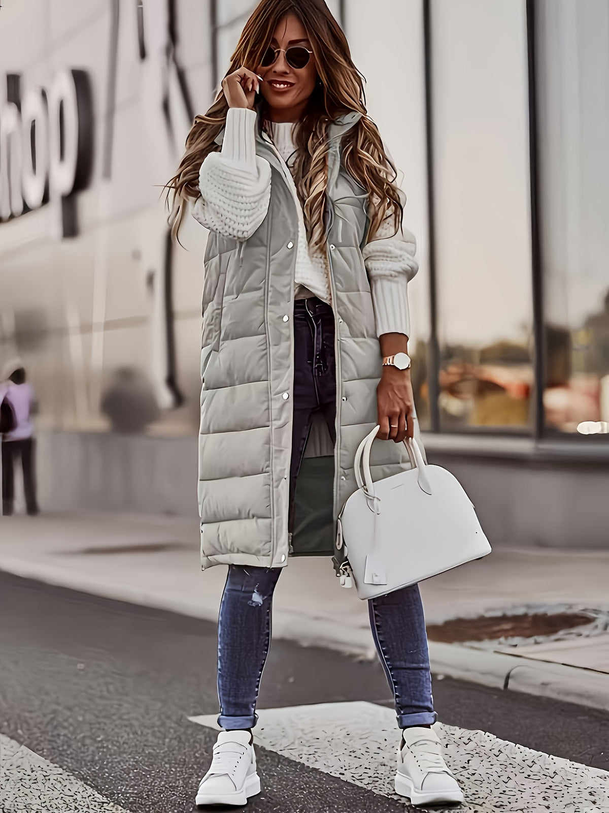 HOODED LONG PUFFER JACKET FOR WOMEN
