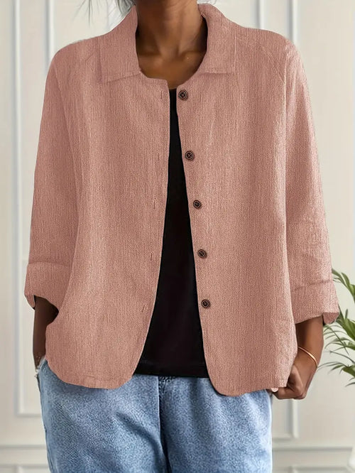 BUTTON-FRONT SHIRT CARDIGAN FOR WOMEN