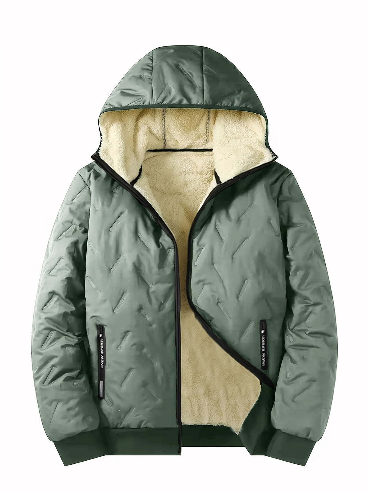SHERPA LINED HOODED PUFFER JACKET FOR MEN