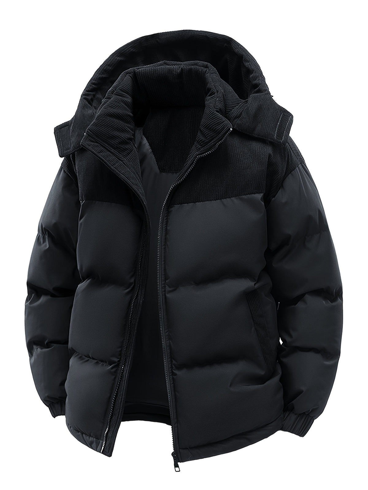 COLORBLOCK HOODED PUFFER JACKET FOR MEN