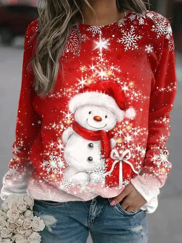 FESTIVE PRINT CHRISTMAS SWEATER FOR WOMEN