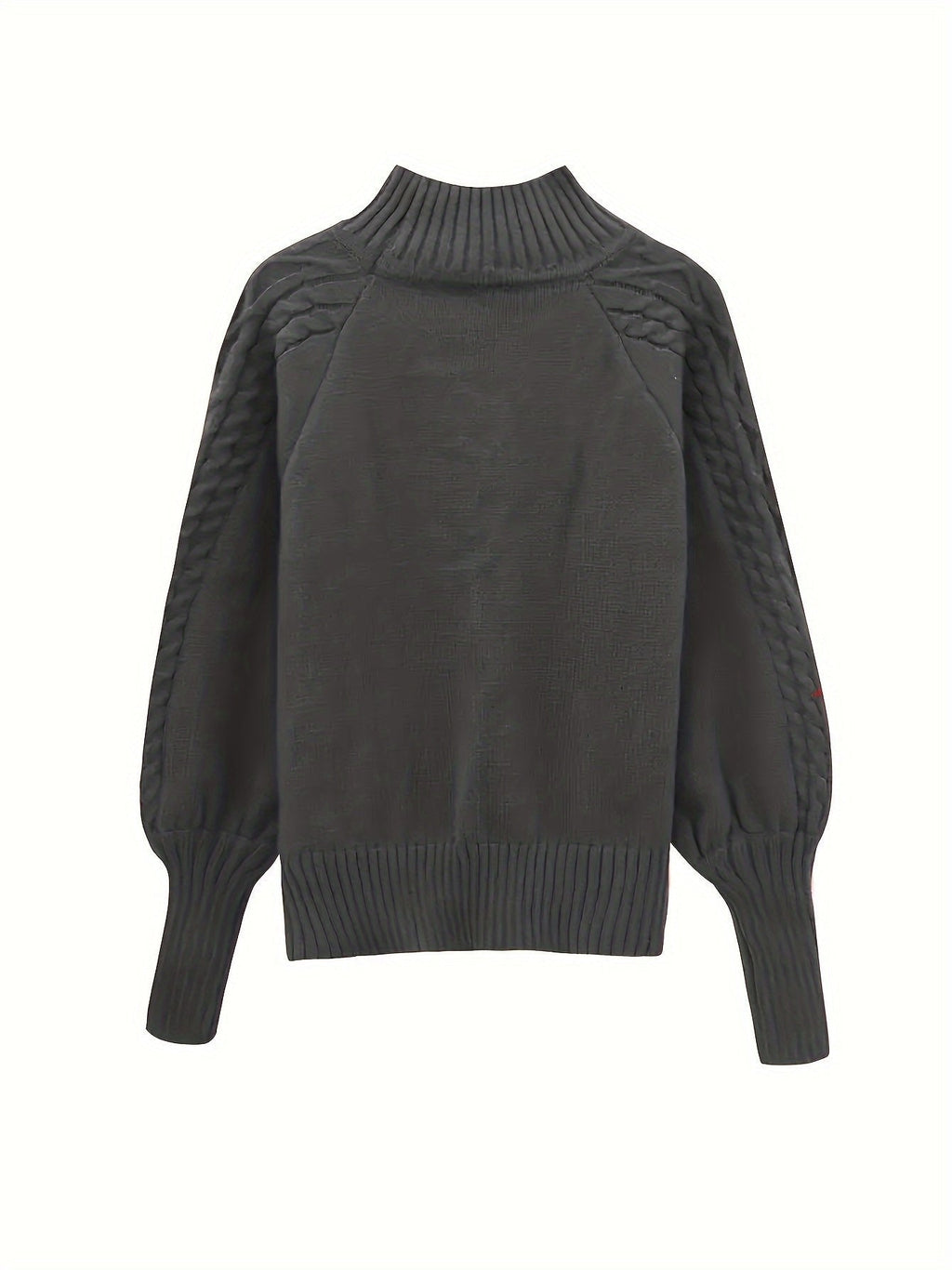HALF-HIGH COLLAR CABLE KNIT SWEATER FOR WOMEN