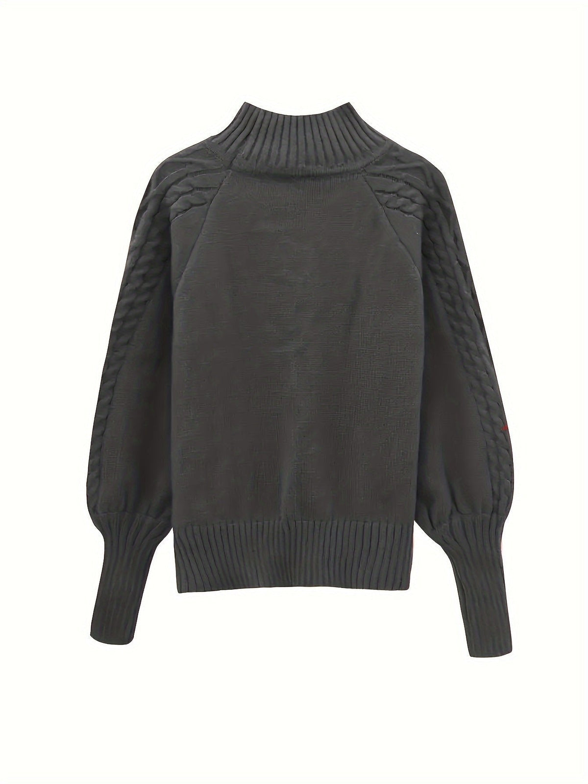 HALF-HIGH COLLAR CABLE KNIT SWEATER FOR WOMEN