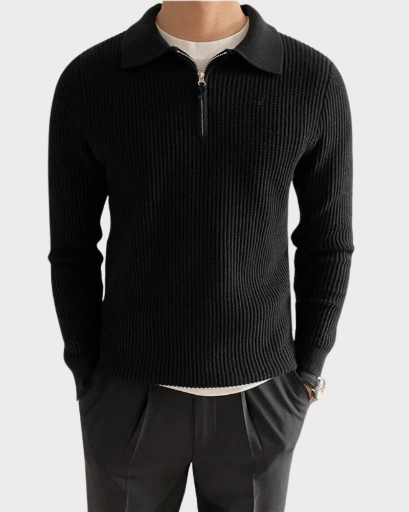 ZIP COLLAR KNIT SWEATER FOR MEN