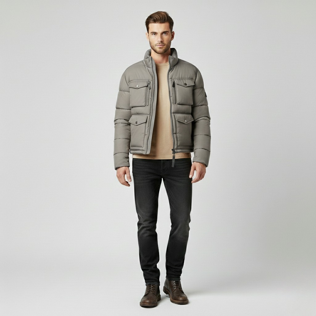 Men's Structured Utility Puffer Jacket