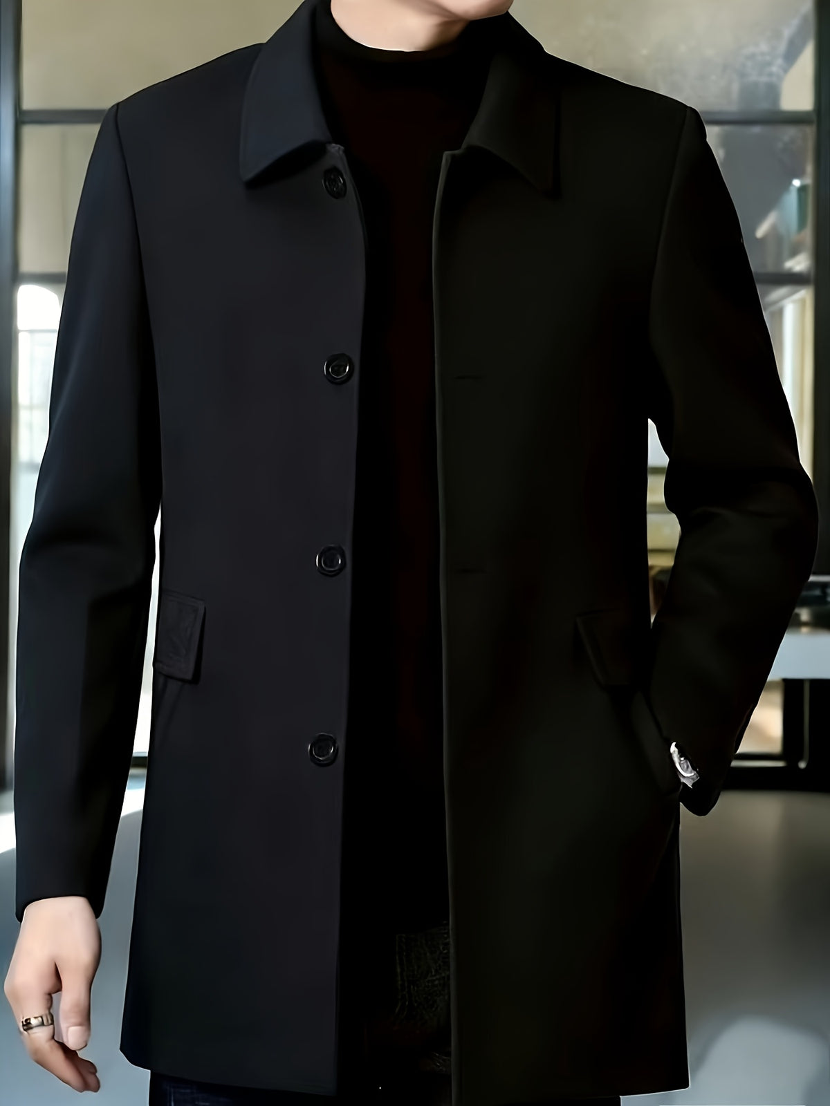 CLASSIC COLLAR TRENCH COAT FOR MEN