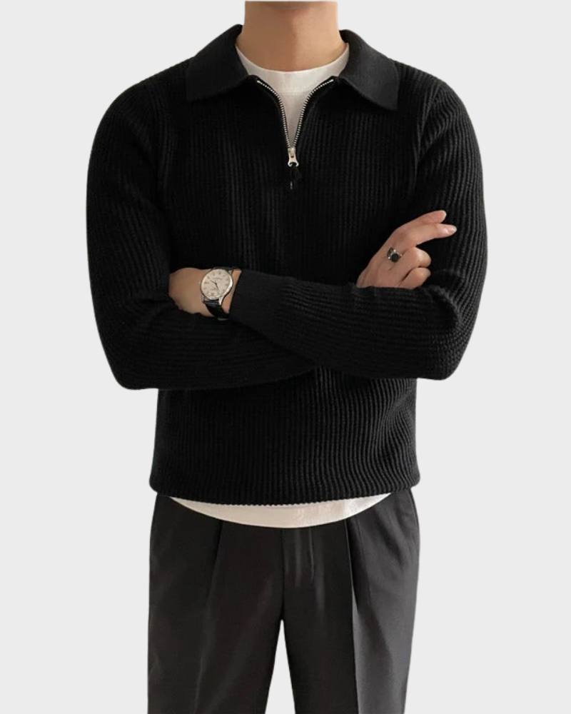 ZIP COLLAR KNIT SWEATER FOR MEN