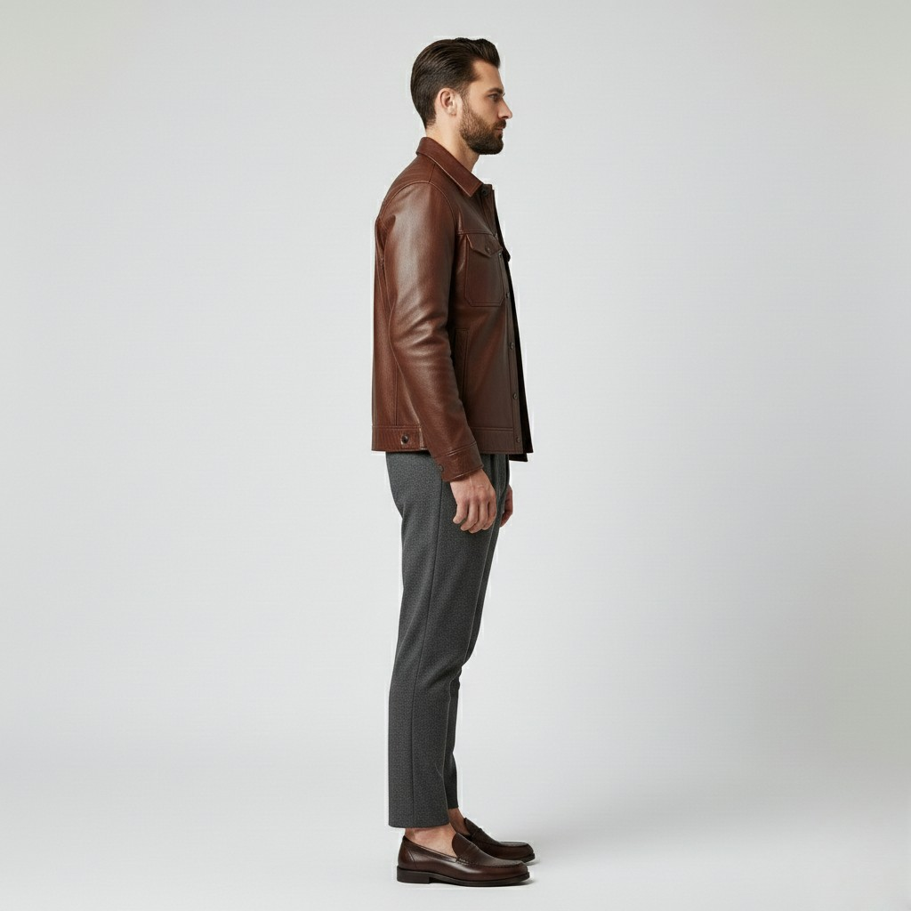Men's Classic Faux-Leather Utility Jacket