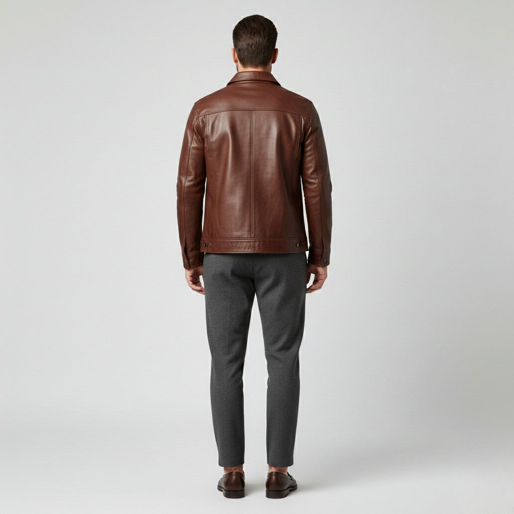 Men's Classic Faux-Leather Utility Jacket