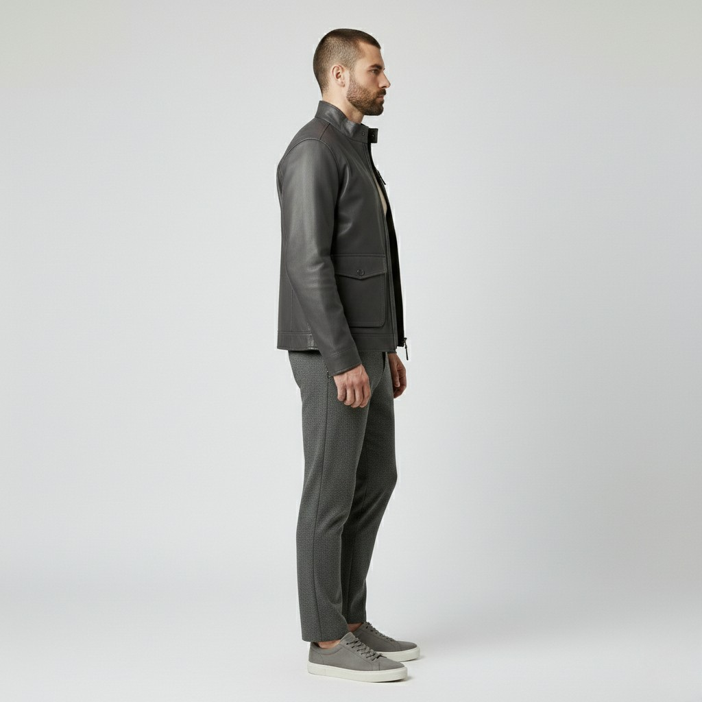 Men's Modern Faux-Leather Jacket