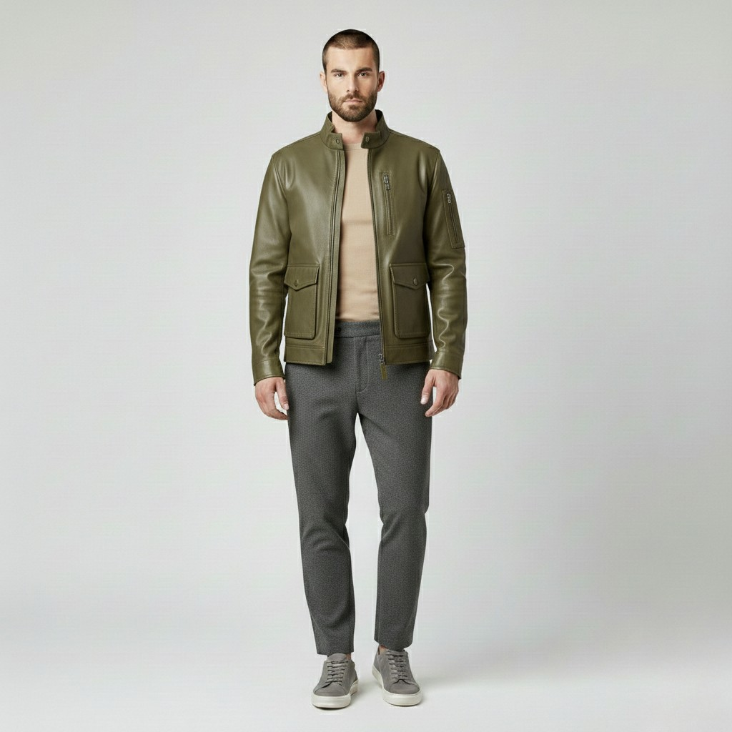 Men's Modern Faux-Leather Jacket