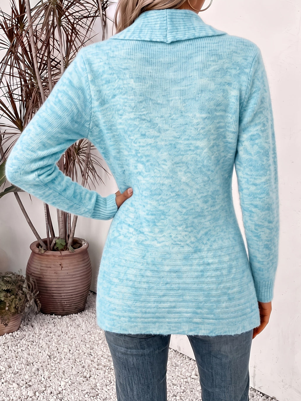 RIBBED BELTED LONGLINE CARDIGAN FOR WOMEN