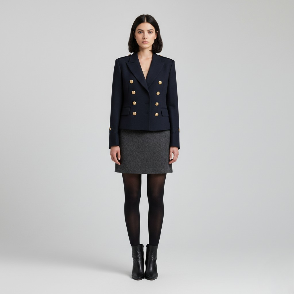 Women's Double-Breasted Military Blazer