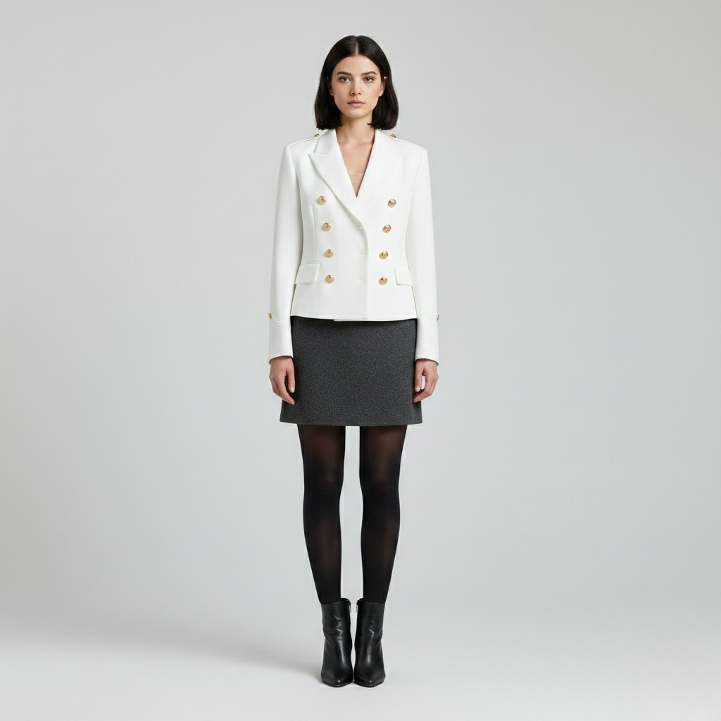 Women's Double-Breasted Military Blazer