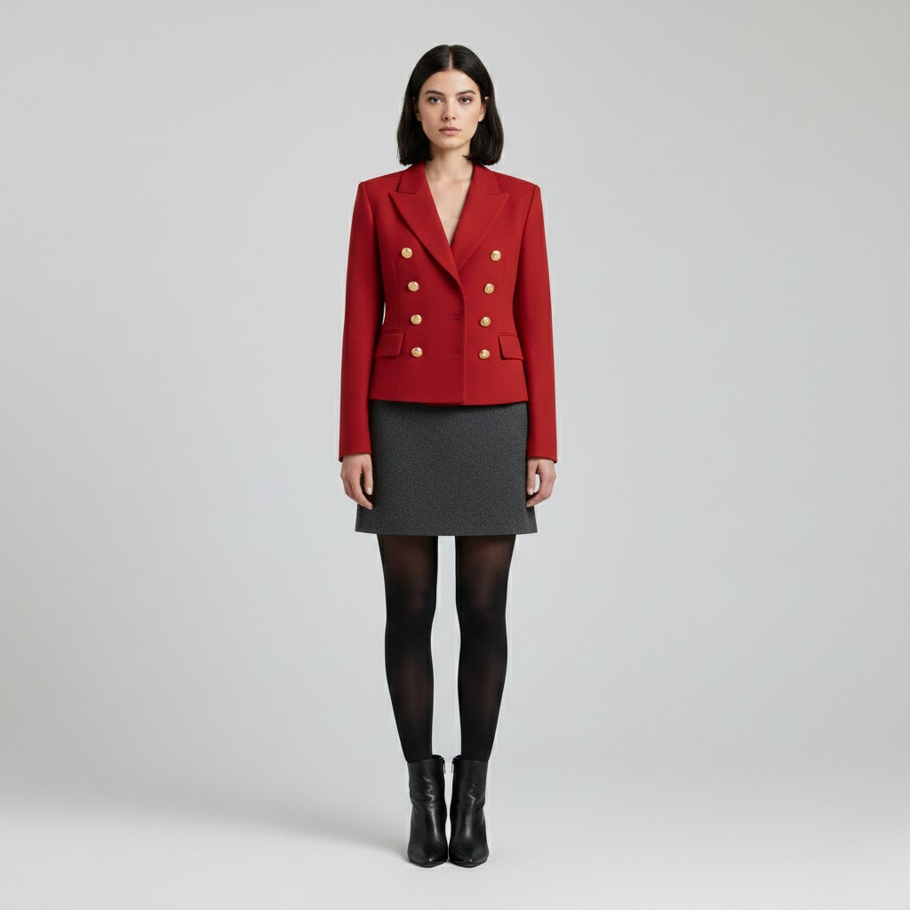 Women's Double-Breasted Military Blazer
