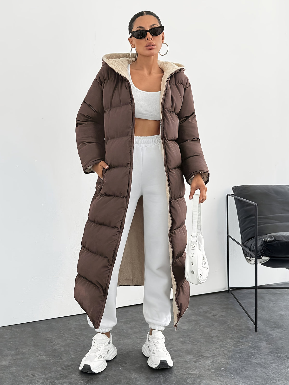 HOODED LONG PUFFER JACKET FOR WOMEN