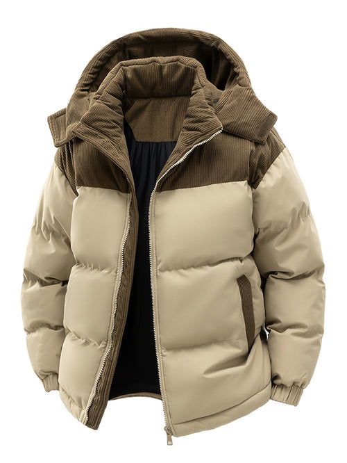 COLORBLOCK HOODED PUFFER JACKET FOR MEN