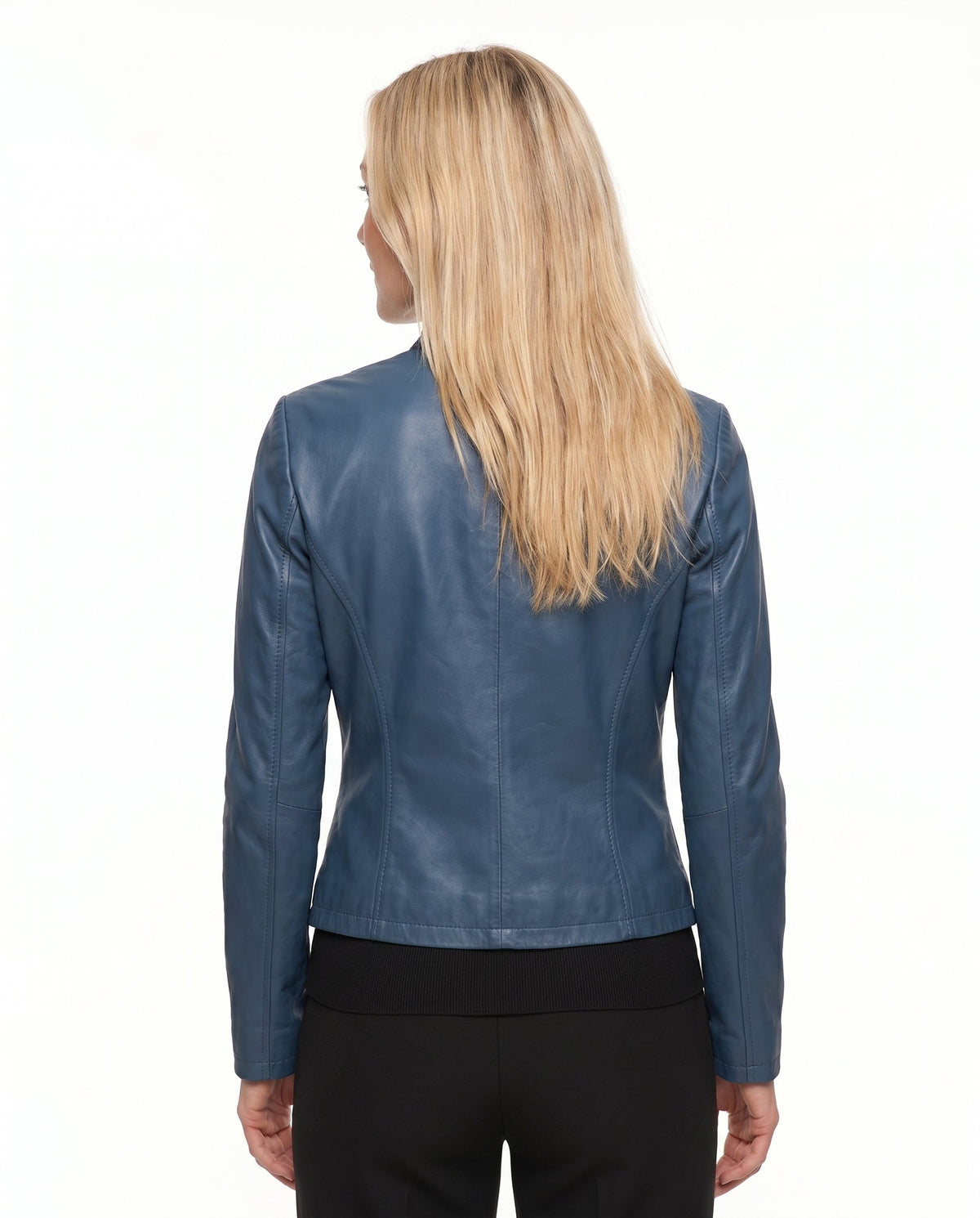 ZIP FRONT LEATHER JACKET FOR WOMEN