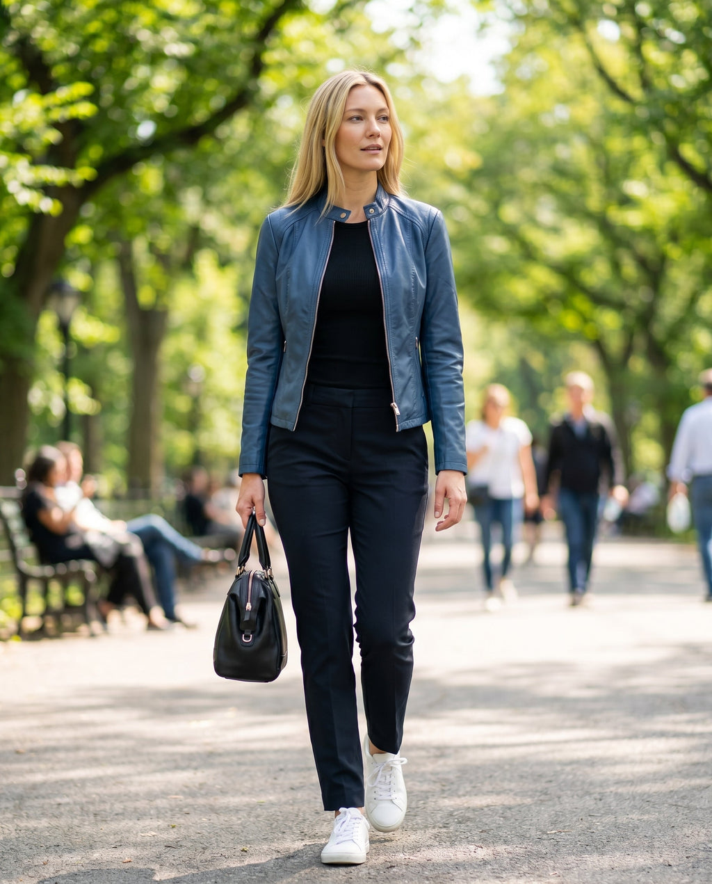 ZIP FRONT LEATHER JACKET FOR WOMEN