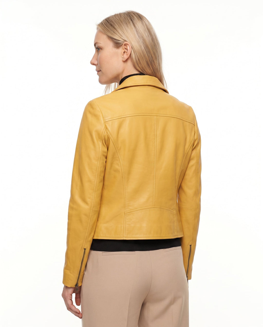 ZIP FRONT LEATHER JACKET FOR WOMEN
