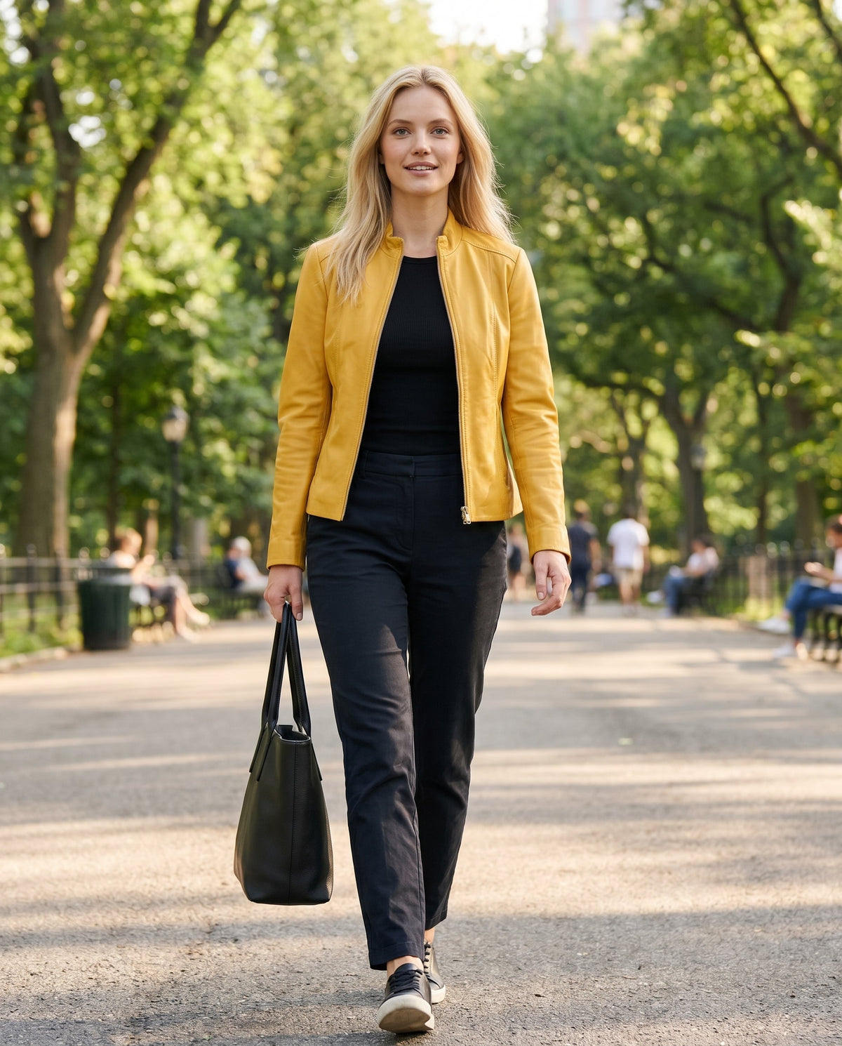ZIP FRONT LEATHER JACKET FOR WOMEN