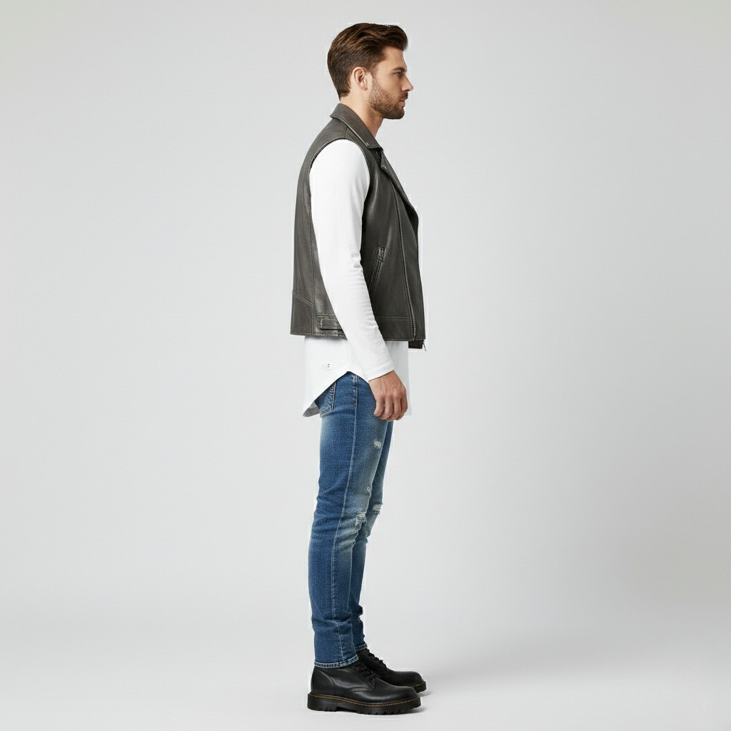 Men's Faux-Leather Moto Vest