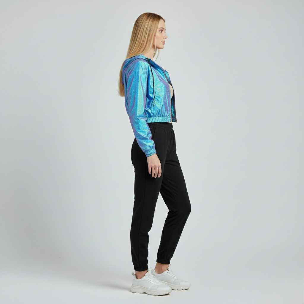 Women's Iridescent Cropped Windbreaker
