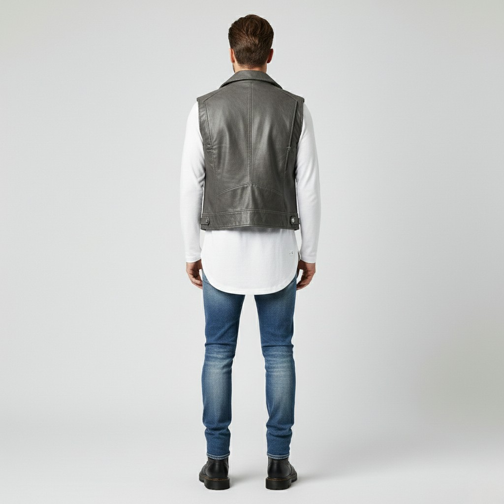 Men's Faux-Leather Moto Vest