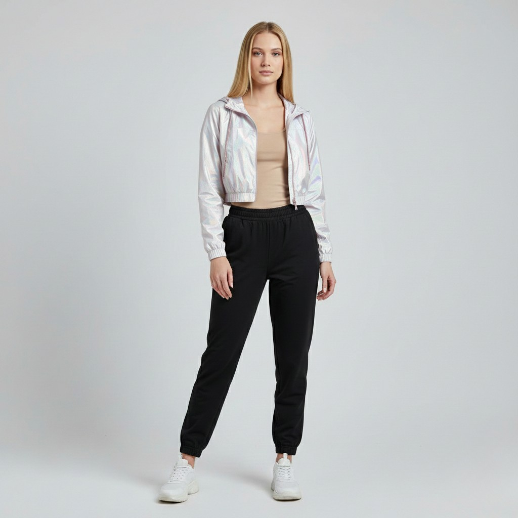 Women's Iridescent Cropped Windbreaker