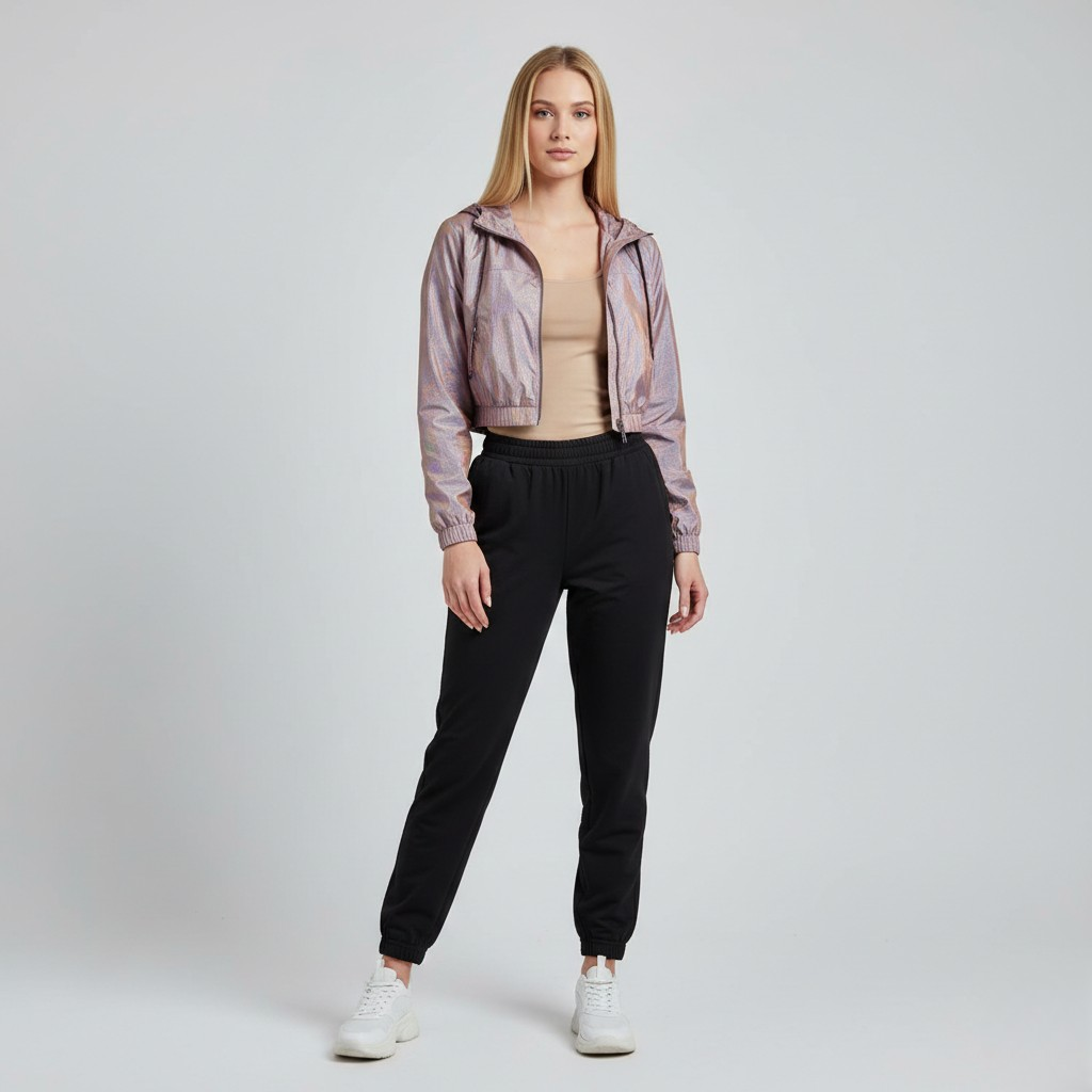 Women's Iridescent Cropped Windbreaker