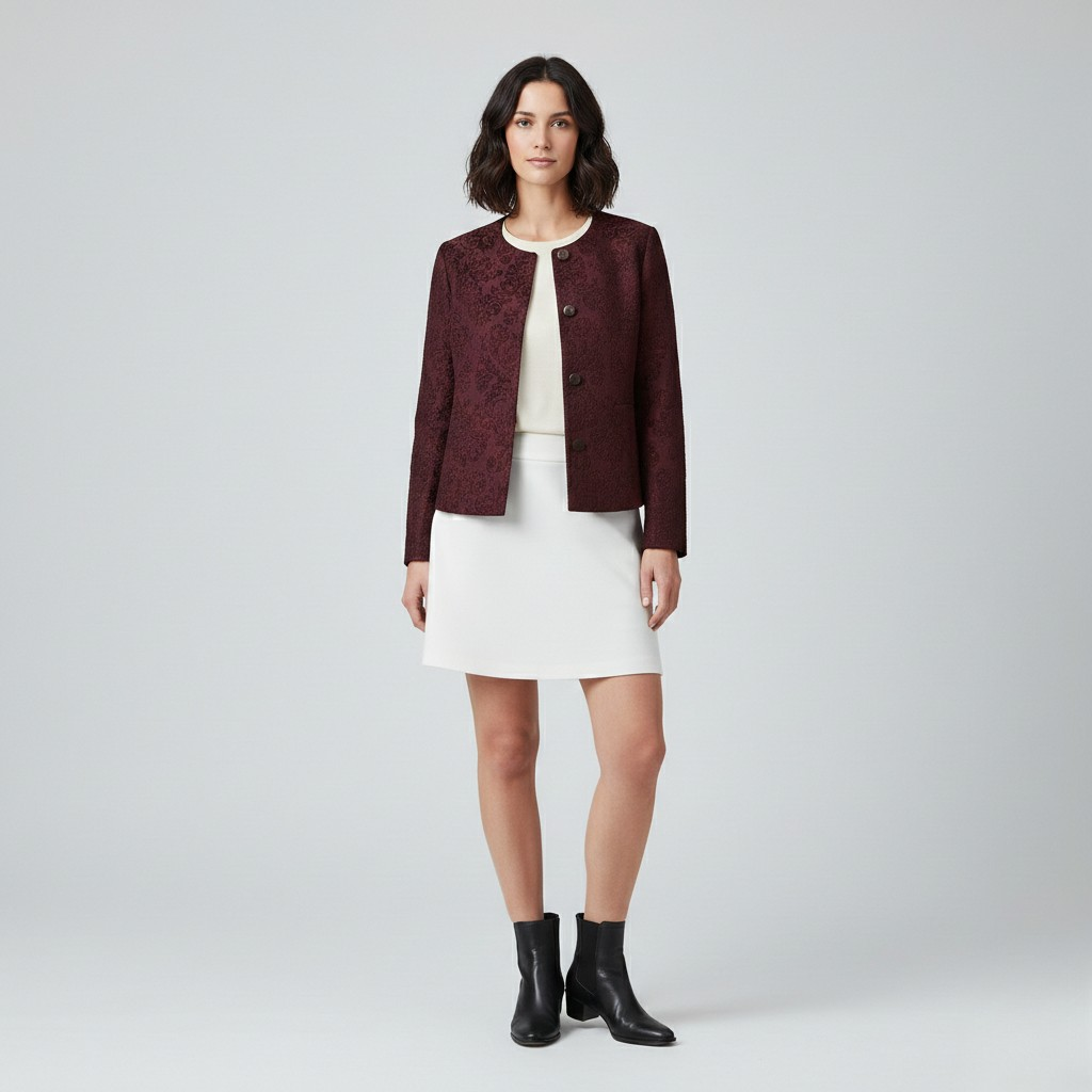 Women's Textured Brocade Cropped Jacket