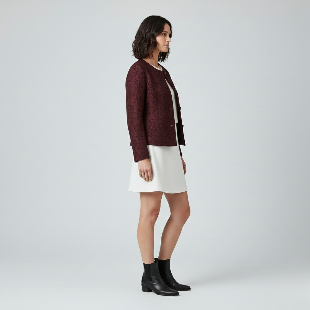 Women's Textured Brocade Cropped Jacket
