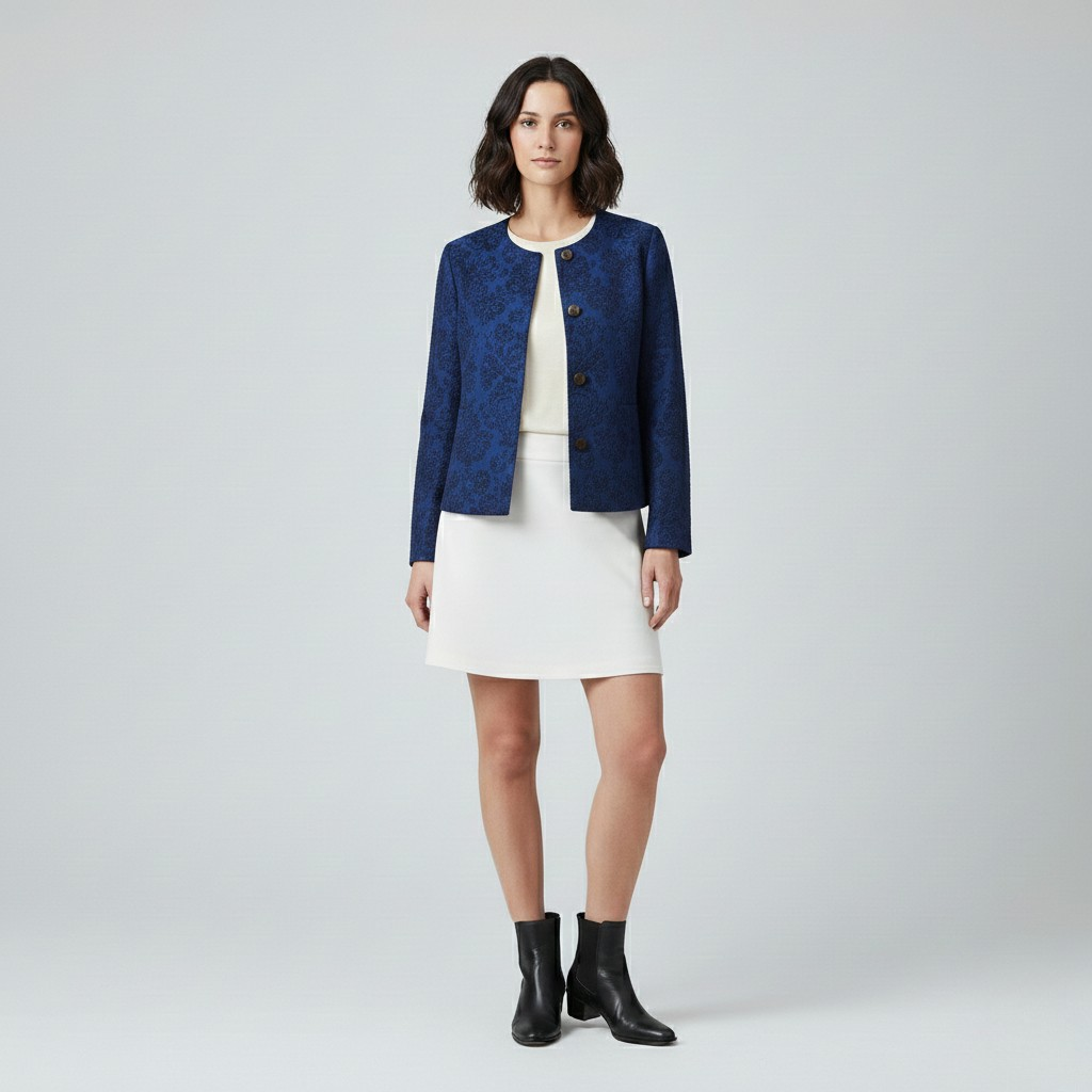 Women's Textured Brocade Cropped Jacket