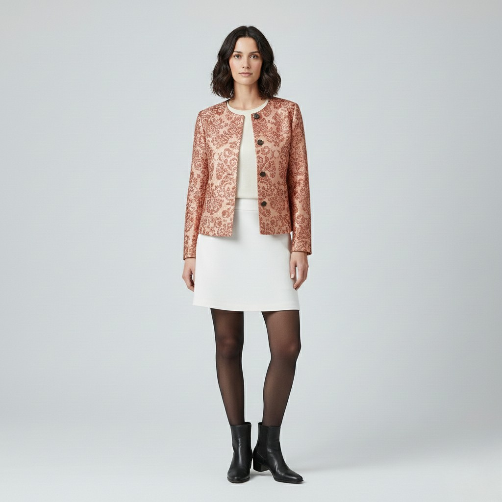 Women's Textured Brocade Cropped Jacket