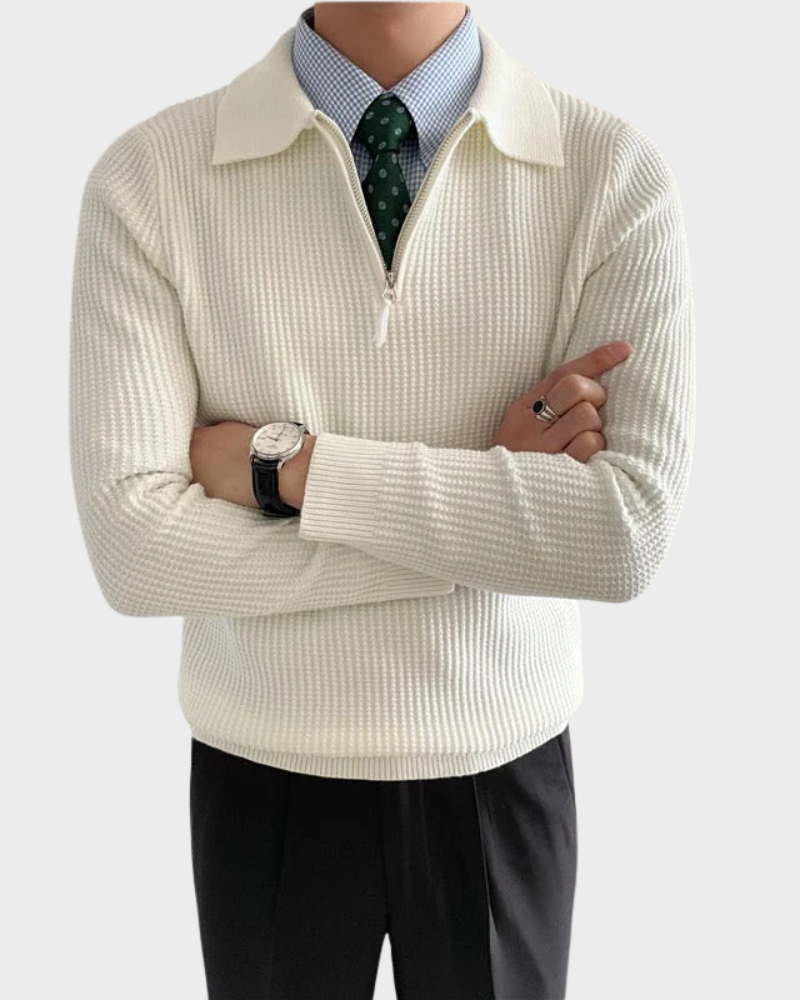 ZIP COLLAR KNIT SWEATER FOR MEN