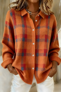 PLAID KNIT CARDIGAN FOR WOMEN