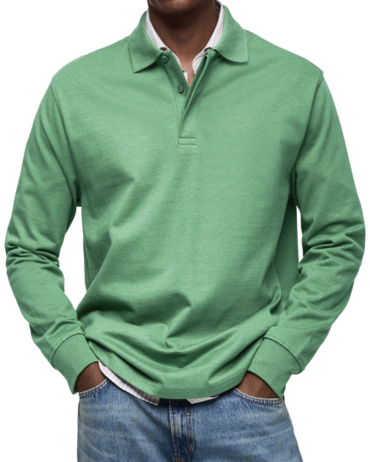 COLLARED LONG SLEEVE POLO FOR MEN