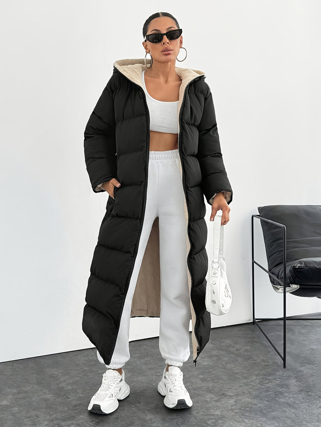 HOODED LONG PUFFER JACKET FOR WOMEN