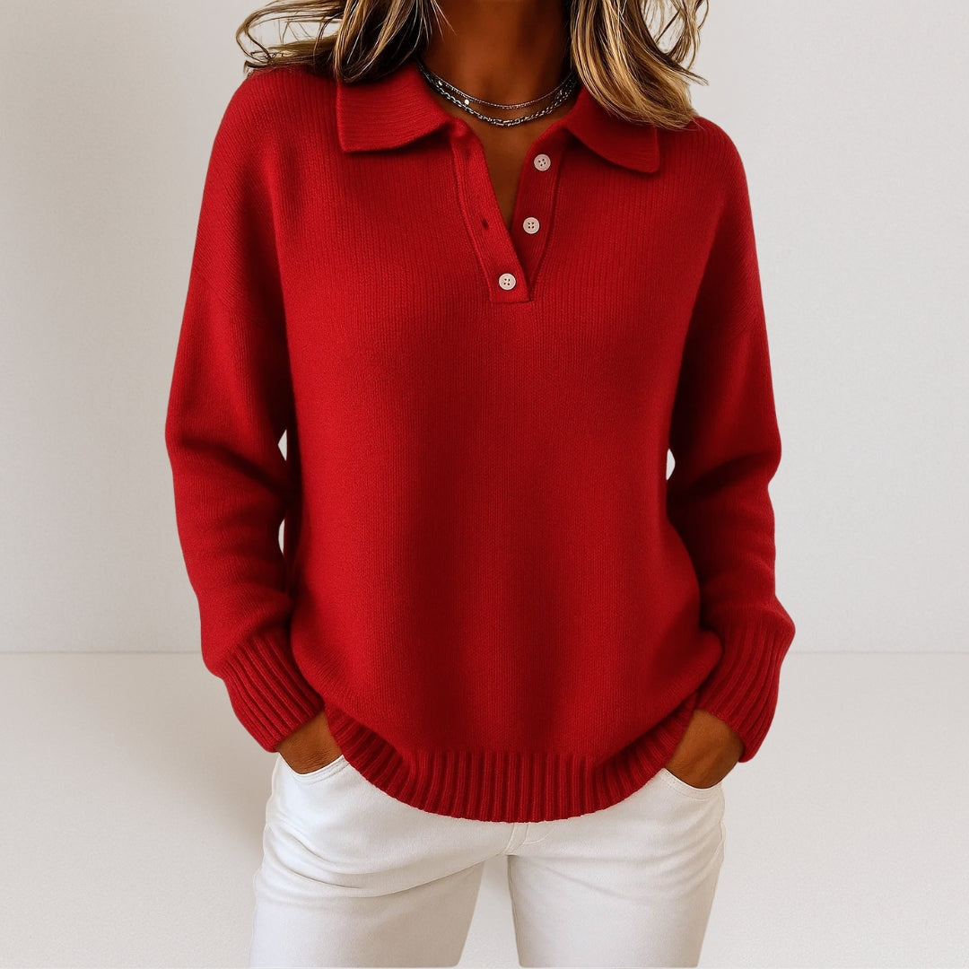 COLLARED KNIT SWEATER FOR WOMEN