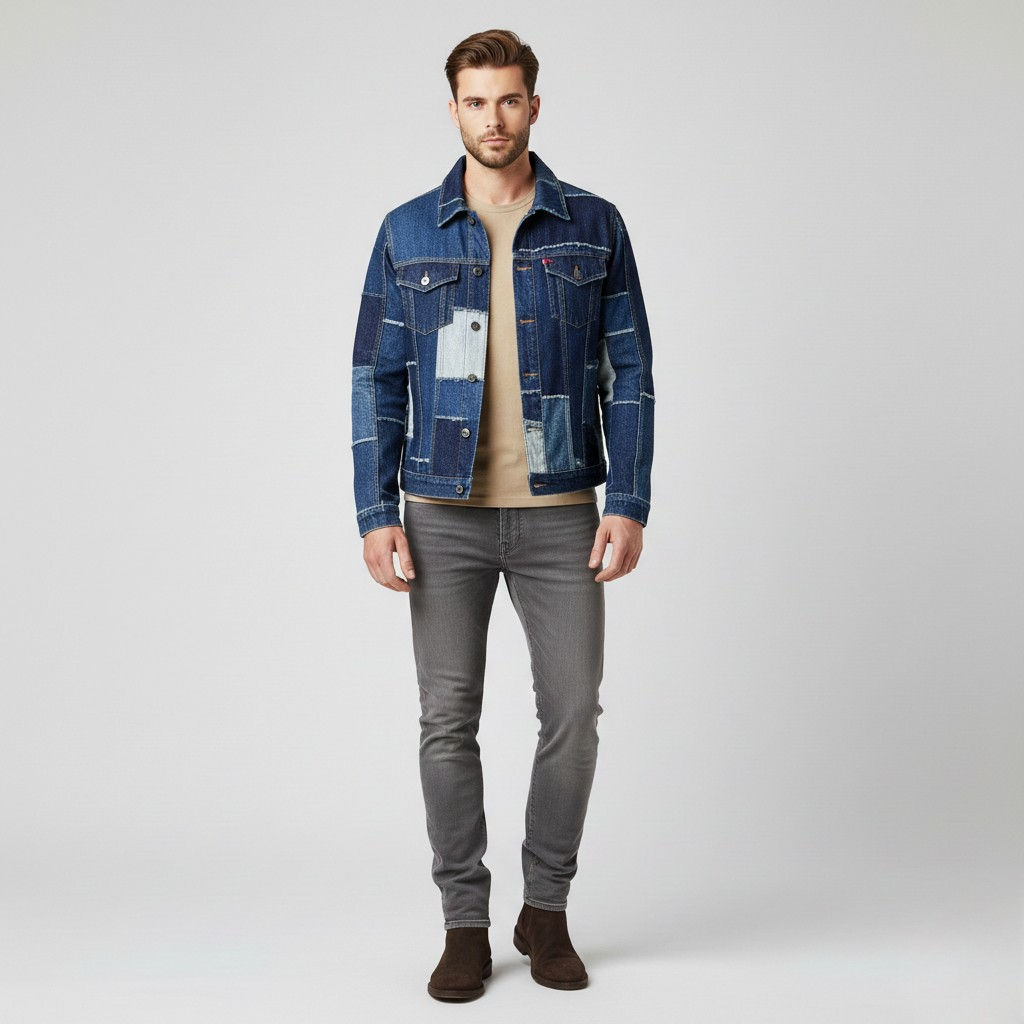 Men's Patchwork Denim Jacket