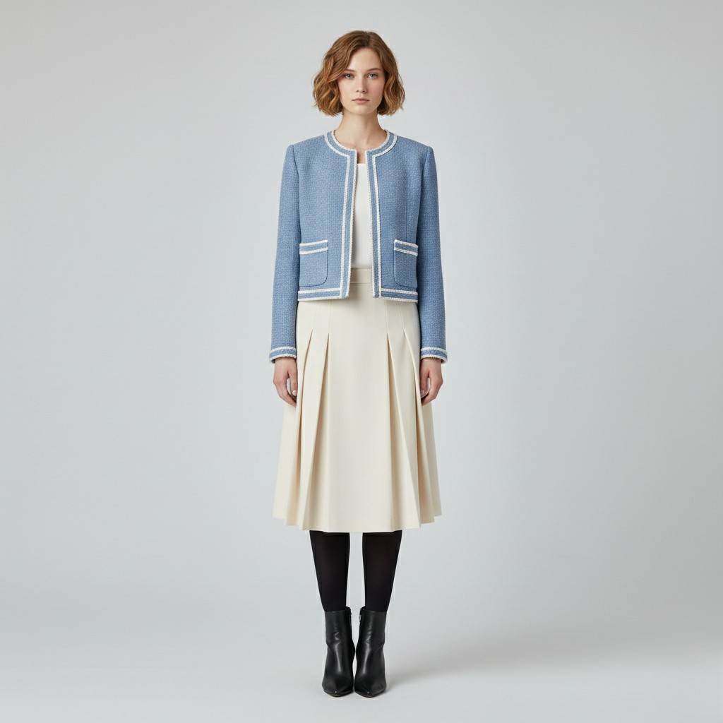 Women's Contrast-Trim Bouclé Jacket