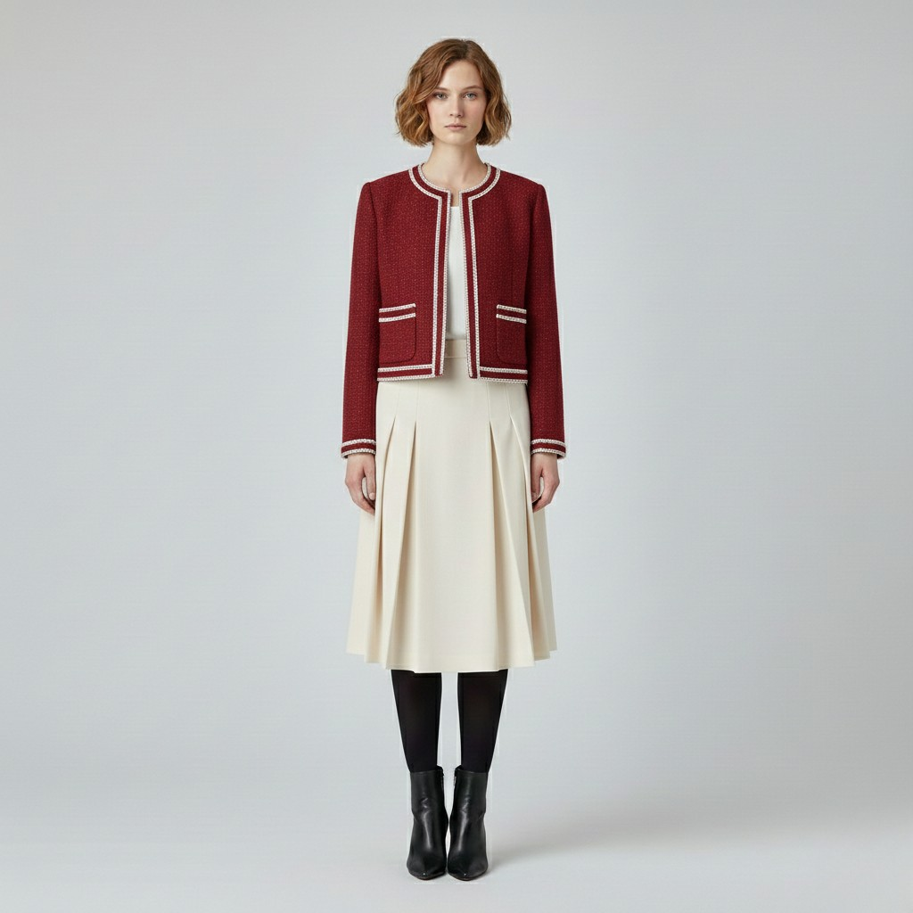 Women's Contrast-Trim Bouclé Jacket