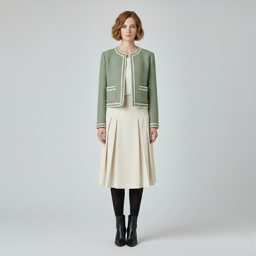 Women's Contrast-Trim Bouclé Jacket