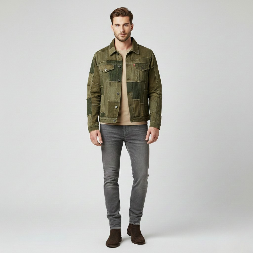 Men's Patchwork Denim Jacket